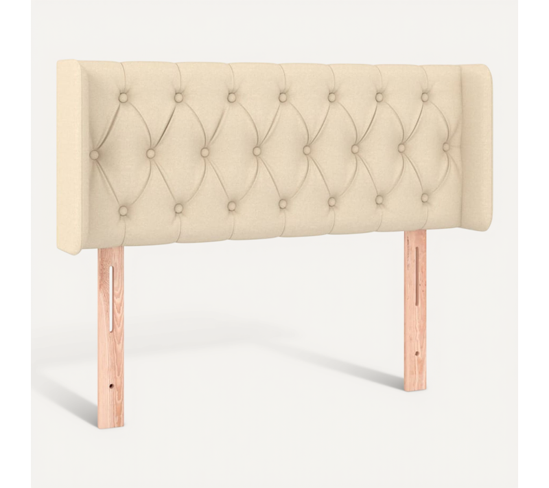 Tête De Lit Avec Oreilles Crème 103x16x78/88 Cm Tissu