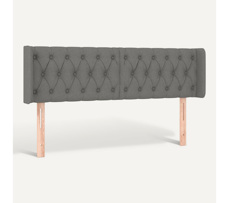 Tête De Lit Avec Oreilles Gris Foncé 147x16x78/88 Cm Tissu