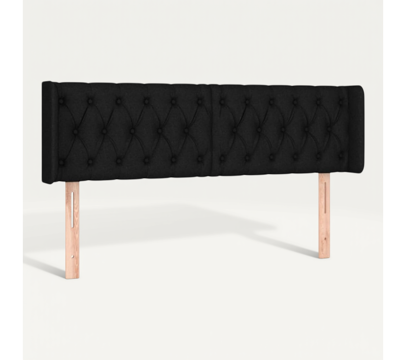 Tête De Lit Avec Oreilles Noir 147x16x78/88 Cm Tissu