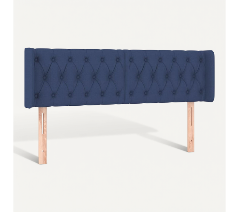 Tête De Lit Avec Oreilles Bleu 147x16x78/88 Cm Tissu