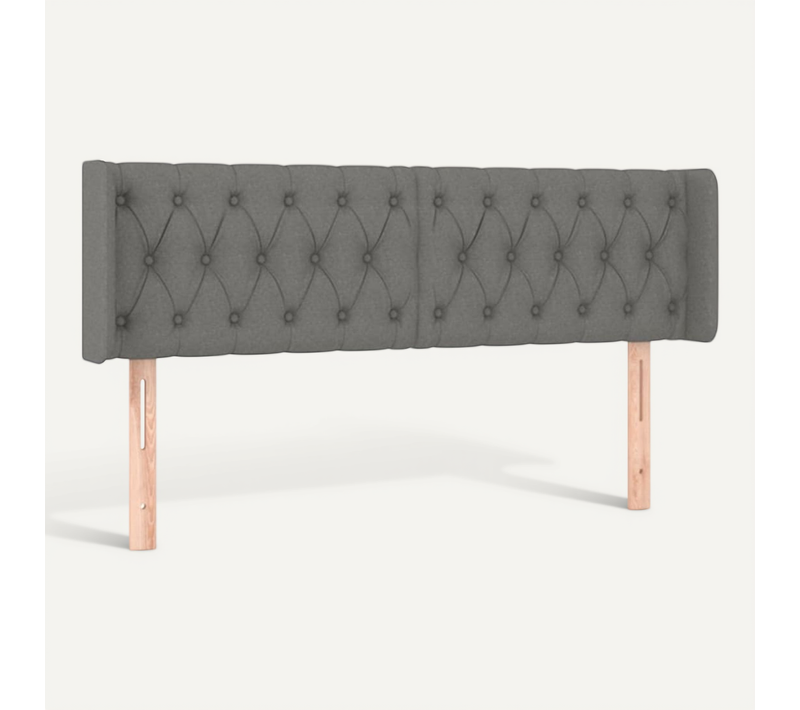 Tête De Lit Avec Oreilles Gris Foncé 163x16x78/88 Cm Tissu