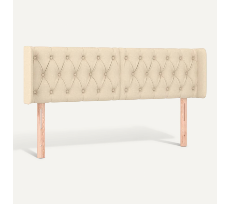 Tête De Lit Avec Oreilles Crème 163x16x78/88 Cm Tissu