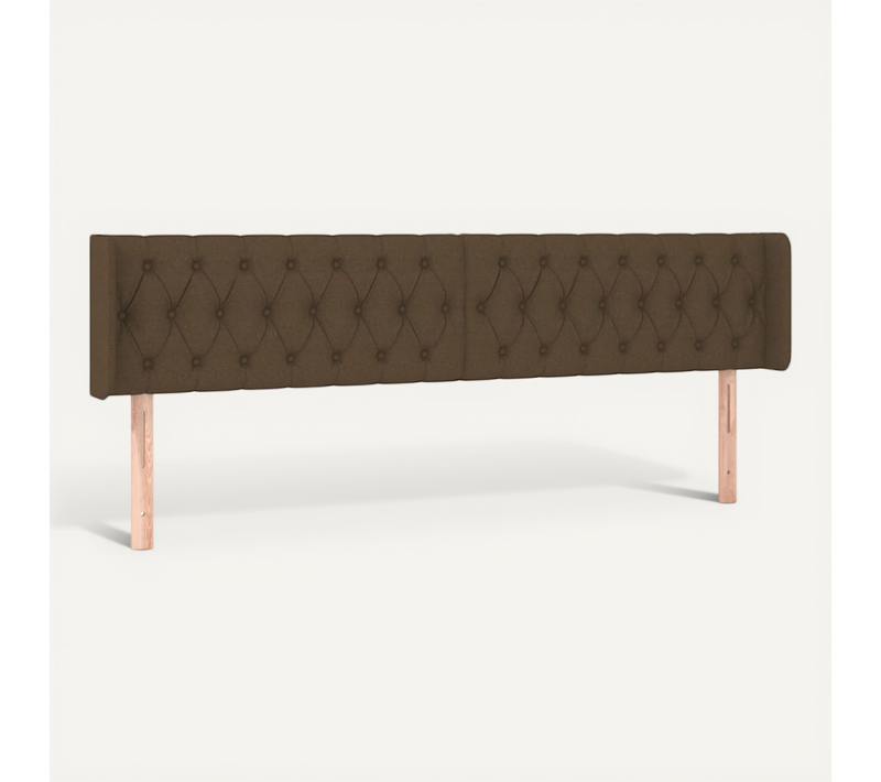 Tête De Lit Avec Oreilles Marron Foncé 183x16x78/88 Cm Tissu