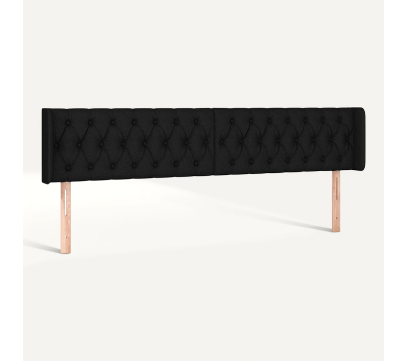 Tête De Lit Avec Oreilles Noir 203x16x78/88 Cm Tissu