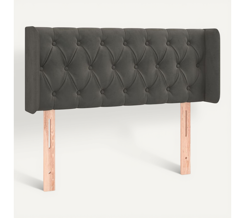 Tête De Lit Avec Oreilles Gris Foncé 103x16x78/88 Cm Velours