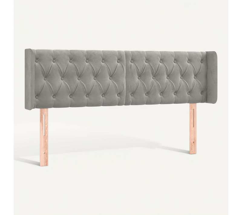 Tête De Lit Avec Oreilles Gris Clair 147x16x78/88 Cm Velours