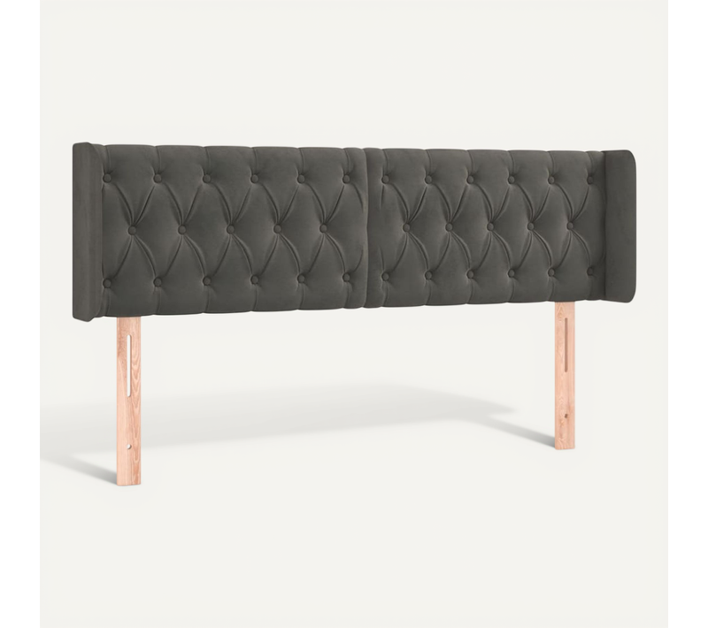 Tête De Lit Avec Oreilles Gris Foncé 147x16x78/88 Cm Velours