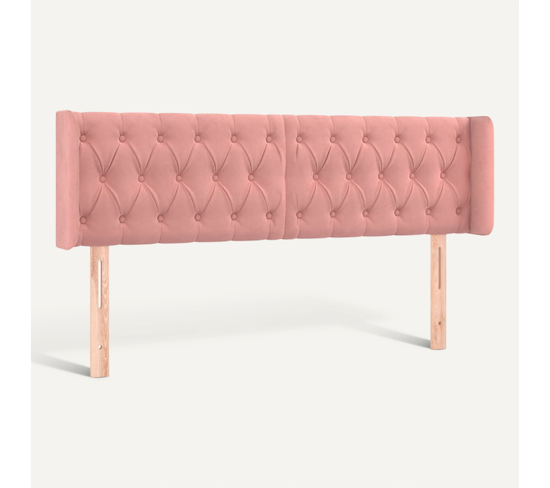 Tête De Lit Avec Oreilles Rose 147x16x78/88 Cm Velours