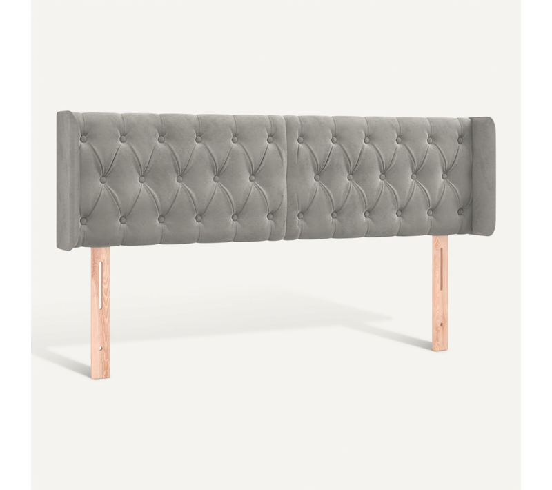 Tête De Lit Avec Oreilles Gris Clair 163x16x78/88 Cm Velours