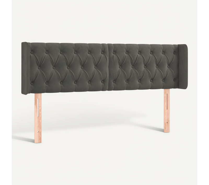 Tête De Lit Avec Oreilles Gris Foncé 163x16x78/88 Cm Velours