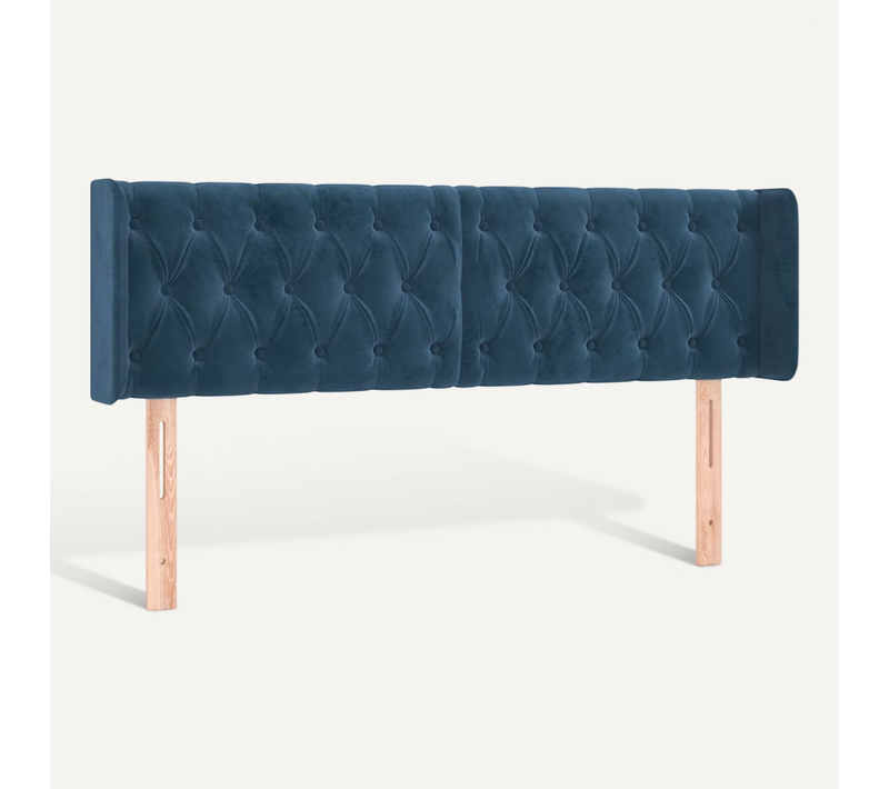 Tête De Lit Avec Oreilles Bleu Foncé 163x16x78/88 Cm Velours