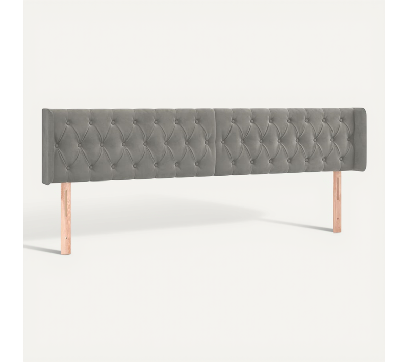 Tête De Lit Avec Oreilles Gris Clair 183x16x78/88 Cm Velours