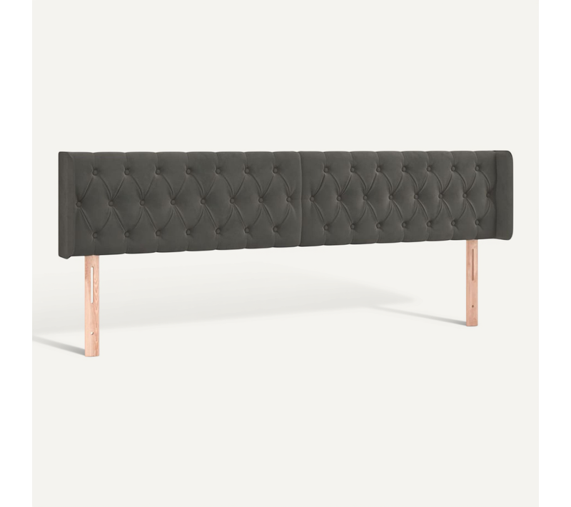 Tête De Lit Avec Oreilles Gris Foncé 183x16x78/88 Cm Velours