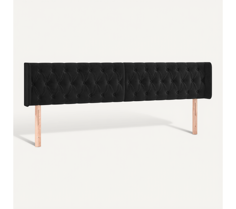 Tête De Lit Avec Oreilles Noir 183x16x78/88 Cm Velours