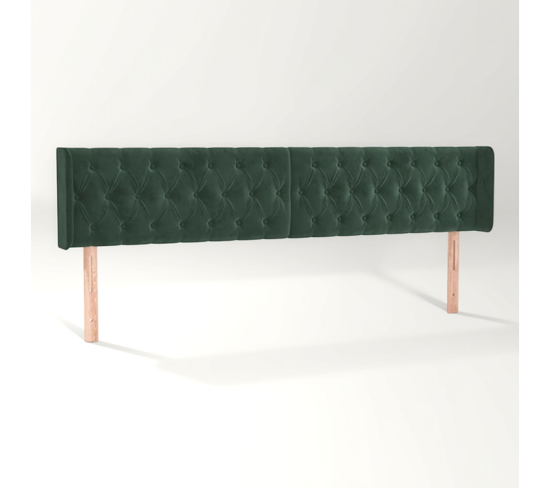 Tête De Lit Avec Oreilles Vert Foncé 183x16x78/88 Cm Velours