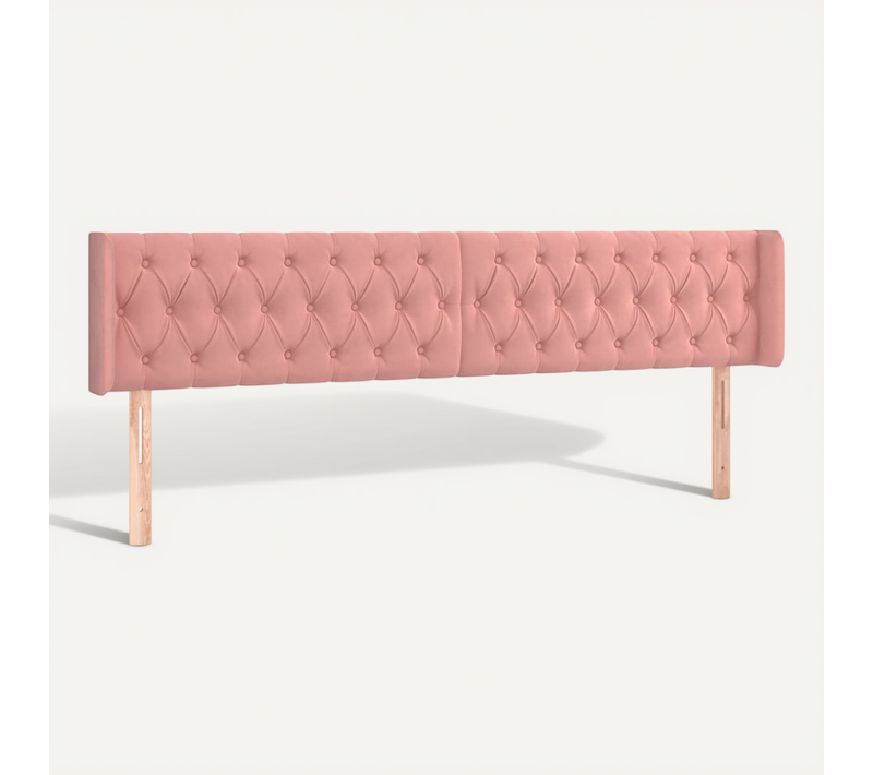 Tête De Lit Avec Oreilles Rose 183x16x78/88 Cm Velours