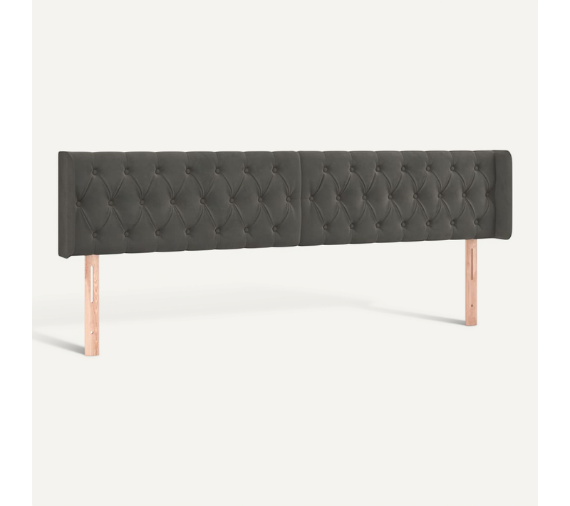Tête De Lit Avec Oreilles Gris Foncé 203x16x78/88 Cm Velours