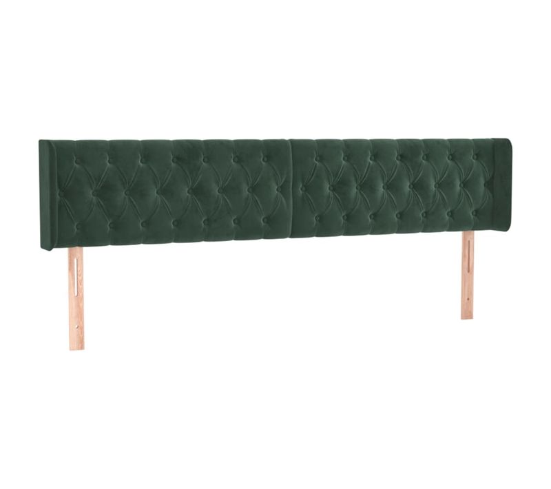 Tête De Lit Avec Oreilles Vert Foncé 203x16x78/88 Cm Velours