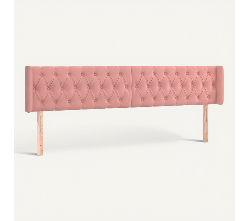 Tête De Lit Avec Oreilles Rose 203x16x78/88 Cm Velours