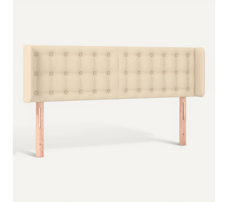 Tête De Lit Avec Oreilles Crème 147x16x78/88 Cm Tissu
