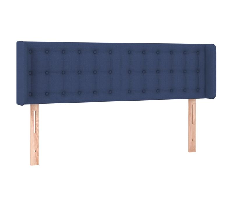 Tête De Lit Avec Oreilles Bleu 147x16x78/88 Cm Tissu
