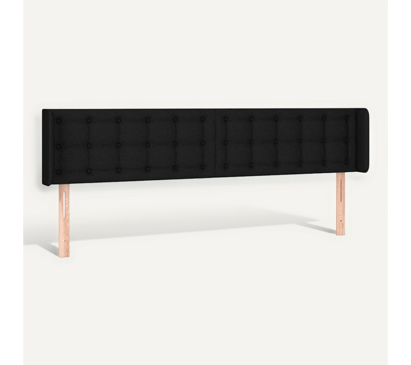 Tête De Lit Avec Oreilles Noir 163x16x78/88 Cm Tissu
