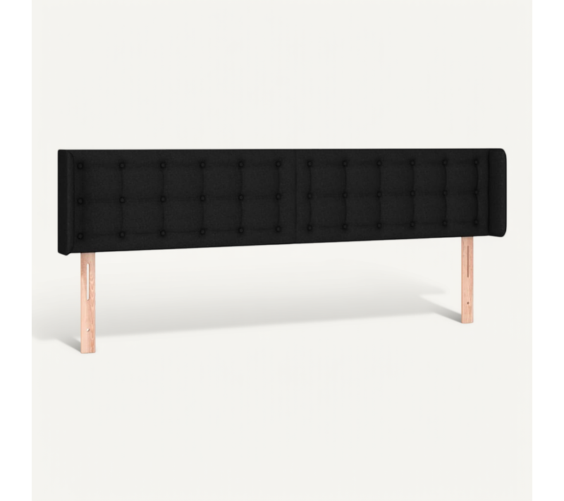 Tête De Lit Avec Oreilles Noir 203x16x78/88 Cm Tissu