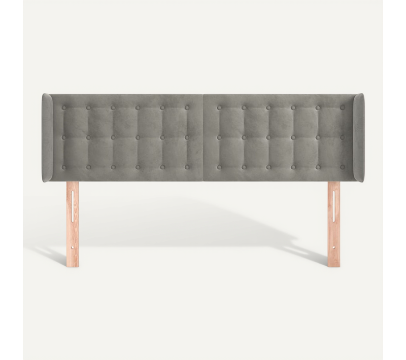 Tête De Lit Avec Oreilles Gris Clair 147x16x78/88 Cm Velours