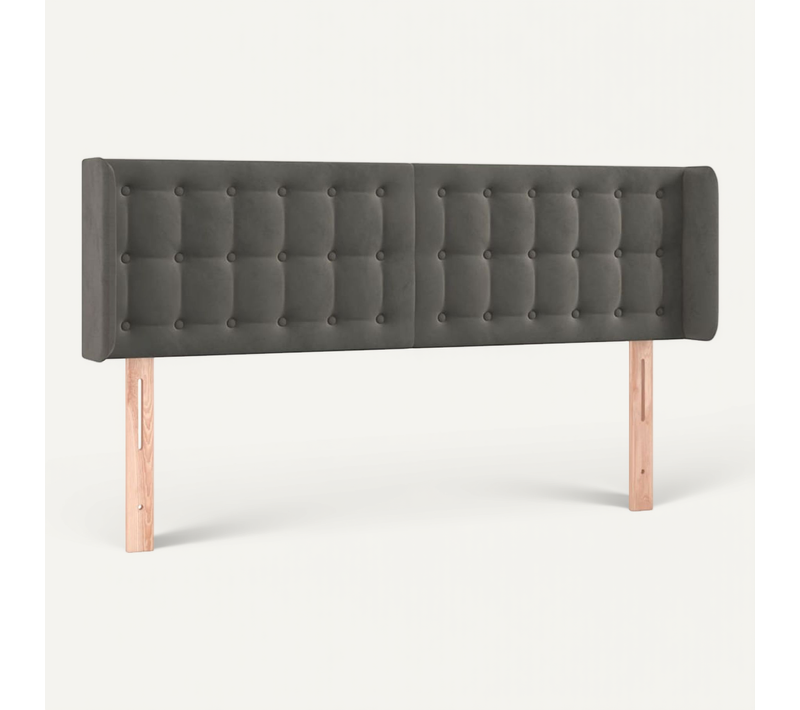 Tête De Lit Avec Oreilles Gris Foncé 147x16x78/88 Cm Velours