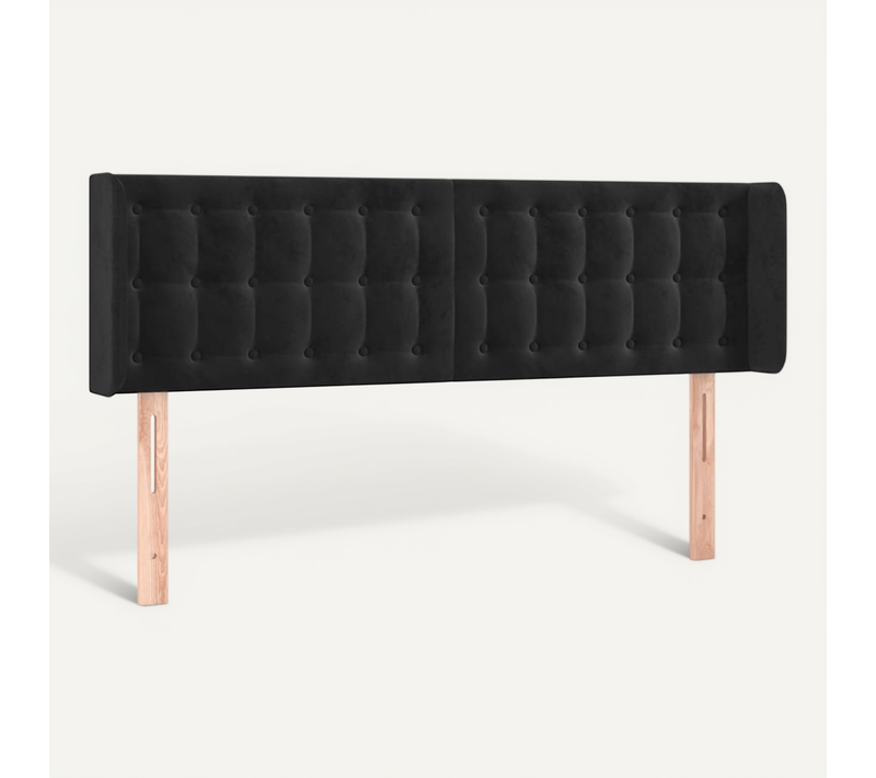 Tête De Lit Avec Oreilles Noir 147x16x78/88 Cm Velours
