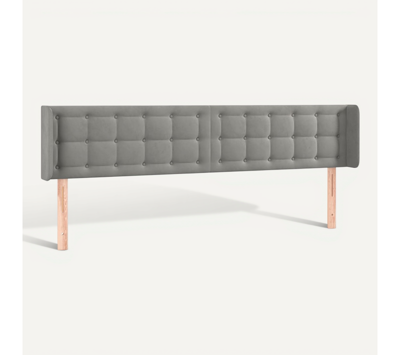 Tête De Lit Avec Oreilles Gris Clair 163x16x78/88 Cm Velours