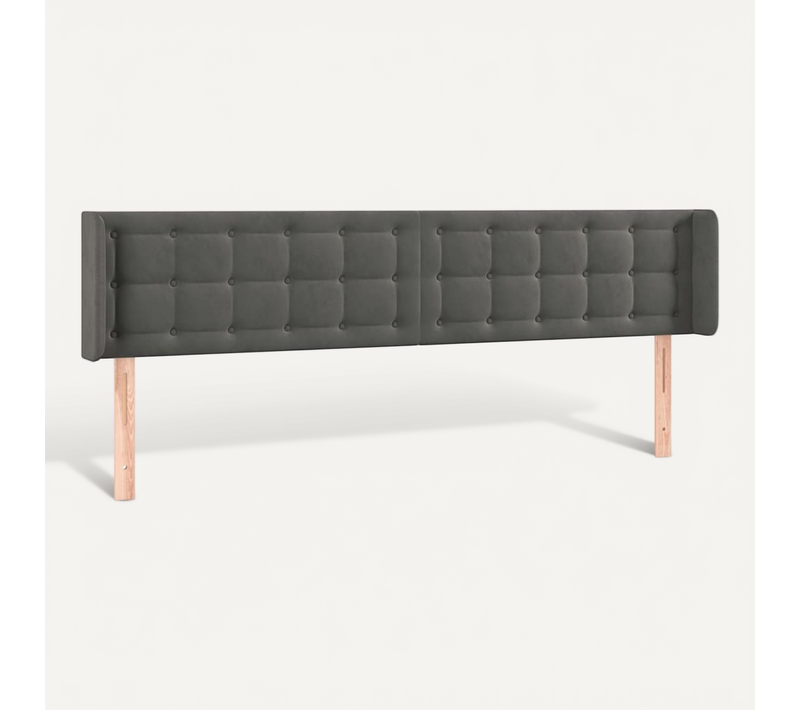 Tête De Lit Avec Oreilles Gris Foncé 163x16x78/88 Cm Velours