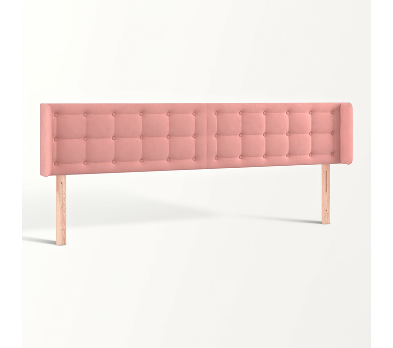Tête De Lit Avec Oreilles Rose 163x16x78/88 Cm Velours