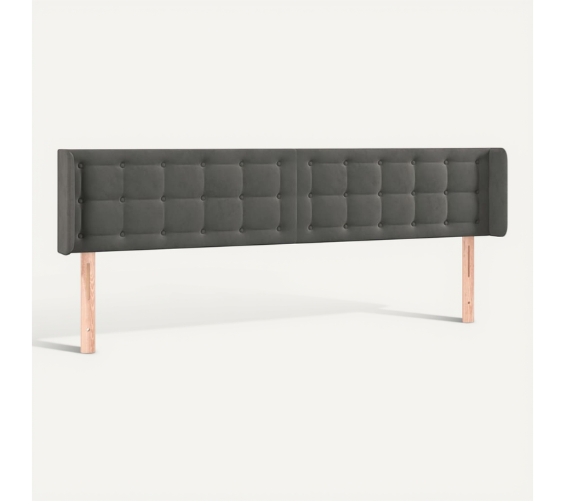 Tête De Lit Avec Oreilles Gris Foncé 183x16x78/88 Cm Velours