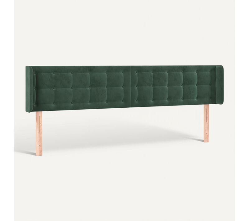 Tête De Lit Avec Oreilles Vert Foncé 183x16x78/88 Cm Velours