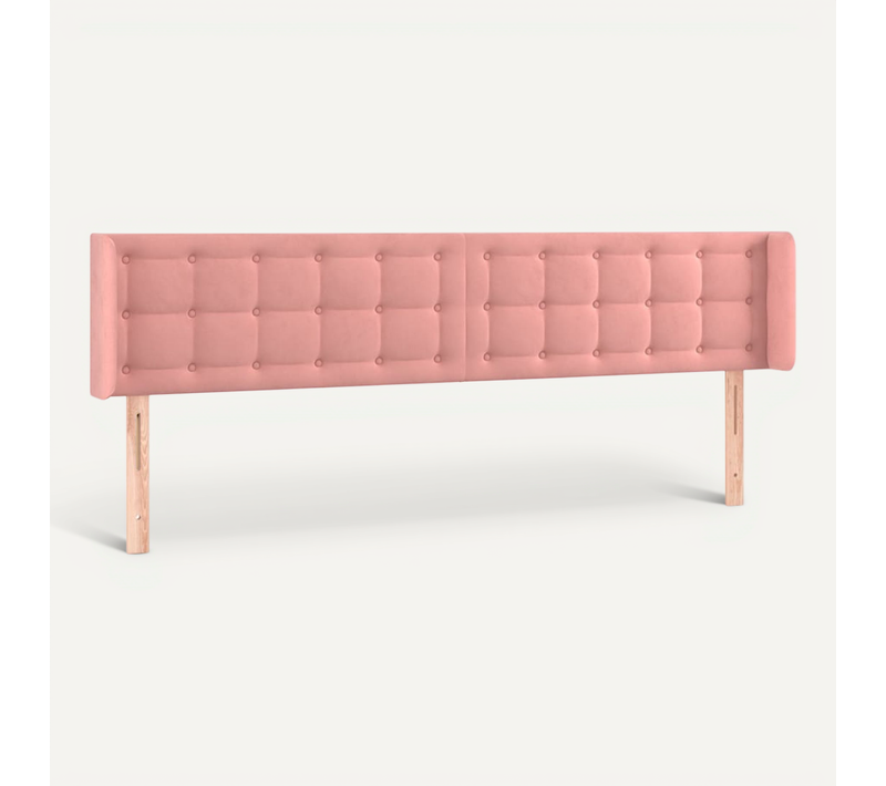 Tête De Lit Avec Oreilles Rose 183x16x78/88 Cm Velours