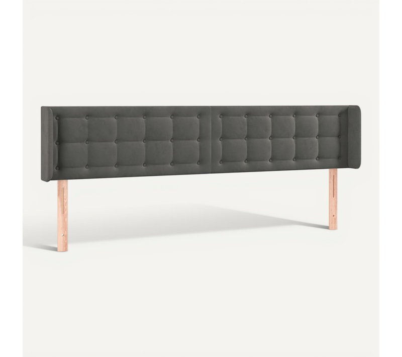 Tête De Lit Avec Oreilles Gris Foncé 203x16x78/88 Cm Velours