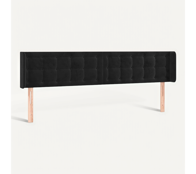 Tête De Lit Avec Oreilles Noir 203x16x78/88 Cm Velours