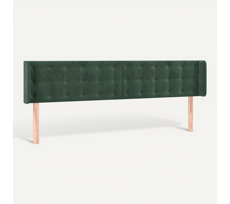 Tête De Lit Avec Oreilles En Velours Vert Foncé, Hauteur Réglable, 203 X 16 X 78/88 Cm