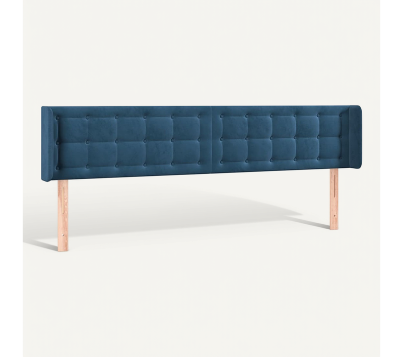 Tête De Lit Avec Oreilles Bleu Foncé 203x16x78/88 Cm Velours