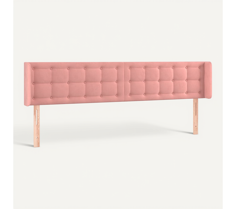Tête De Lit Avec Oreilles Rose 203x16x78/88 Cm Velours
