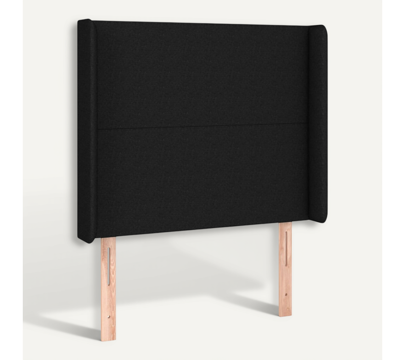 Tête De Lit Avec Oreilles Noir 83x16x118/128 Cm Tissu
