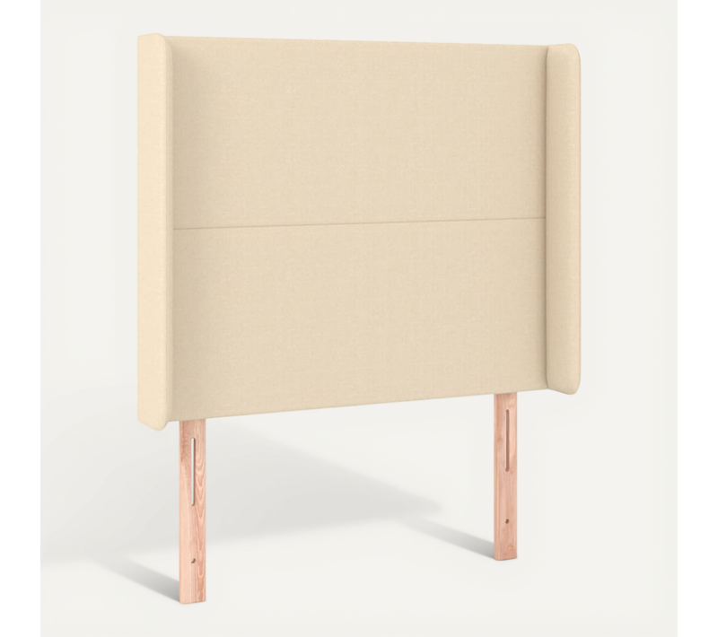 Tête De Lit Avec Oreilles Crème 93x16x118/128 Cm Tissu