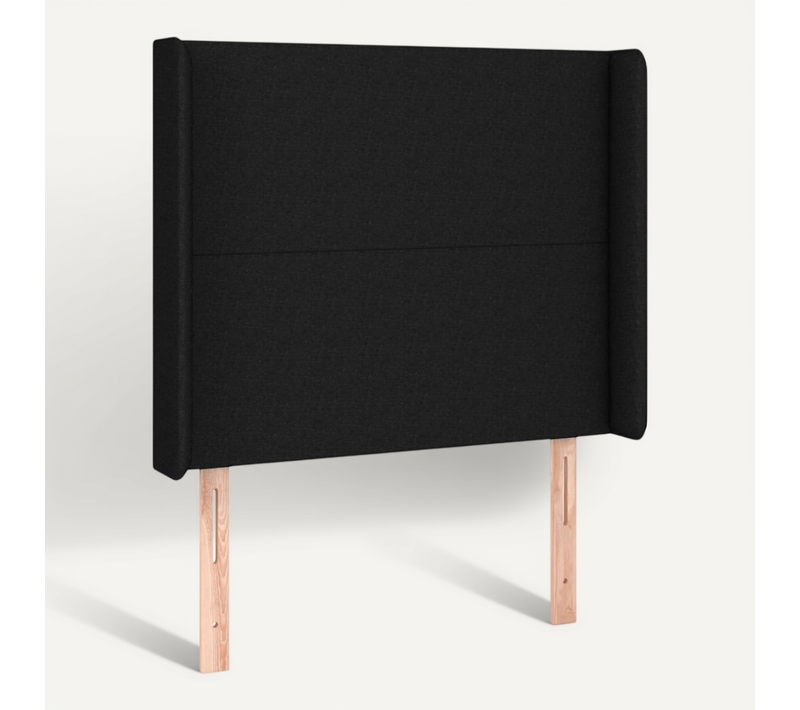 Tête De Lit Avec Oreilles Noir 103x16x118/128 Cm Tissu