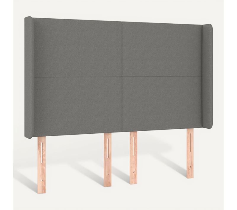 Tête De Lit Avec Oreilles Gris Foncé 147x16x118/128 Cm Tissu