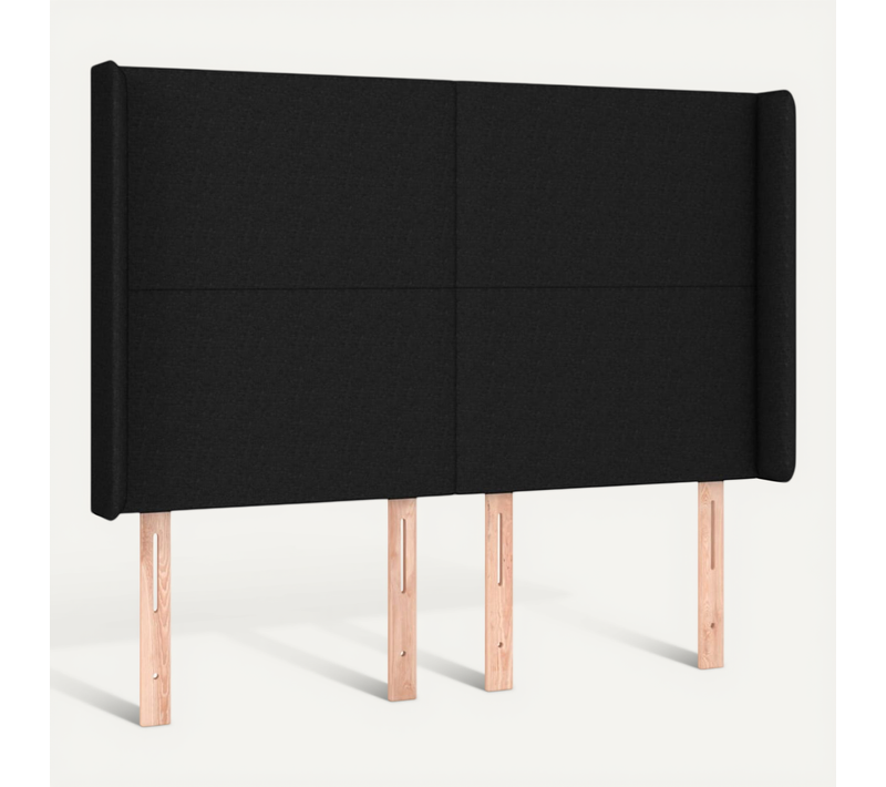 Tête De Lit Avec Oreilles Noir 147x16x118/128 Cm Tissu