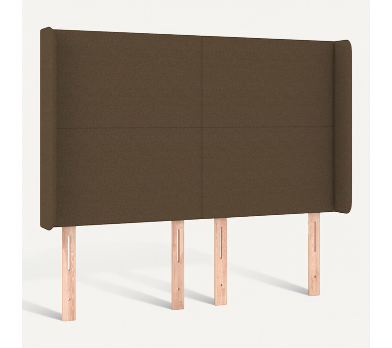 Tête De Lit Avec Oreilles Marron Foncé 147x16x118/128 Cm Tissu