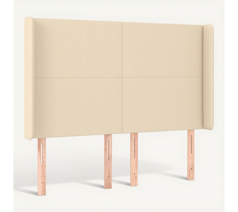 Tête De Lit Avec Oreilles Crème 147x16x118/128 Cm Tissu