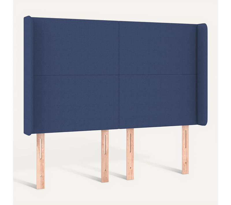 Tête De Lit Avec Oreilles Bleu 147x16x118/128 Cm Tissu