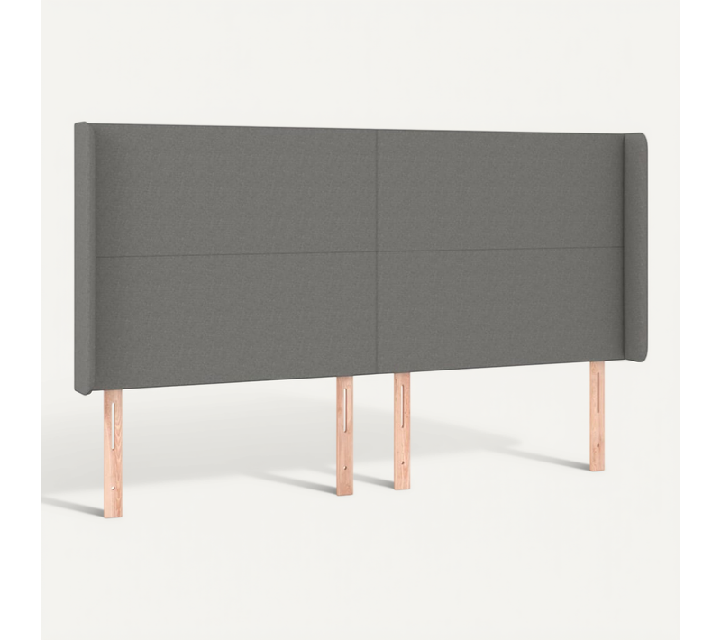 Tête De Lit Avec Oreilles Gris Foncé 163x16x118/128 Cm Tissu